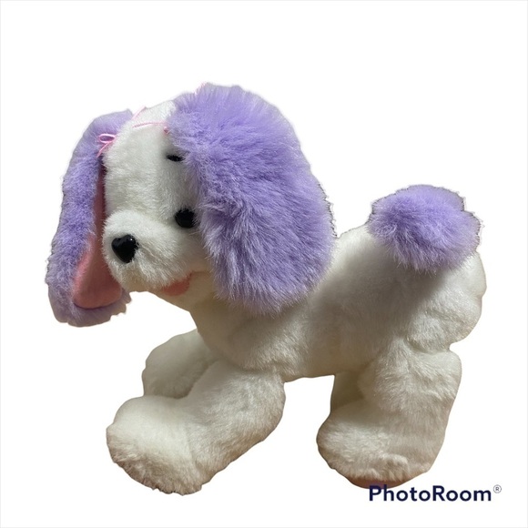 Vintage Barbie Talking Dog Kids Toy 2001 White Purple Plush Stuffed - Picture 1 of 7